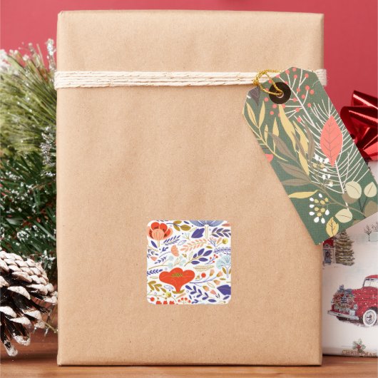 ヴィンテージケシの花 スクエアシール (クリスマス)