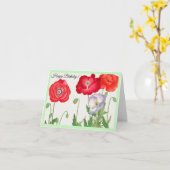 ヴィンテージケシの花、フローラ カード (黄色い花)