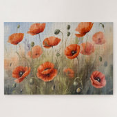 ヴィンテージケシ油絵時代のないフローラ ジグソーパズル (横)