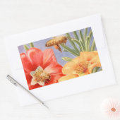 ヴィンテージケシ花ハチミツバチ花粉ステッカー 長方形シール (封筒)