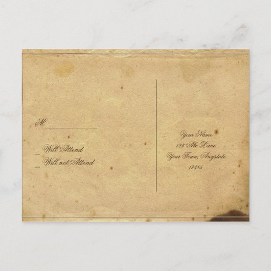 ヴィンテージケツァルエレガントバードRSVPポストカード インビテーションポストカード (裏面)