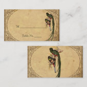 ヴィンテージケツァルバードエレガントな結婚式座席表 プレイスカード (正面/裏面)