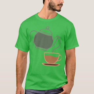 ヴィンテージケトルとカップのシルエット ビンテージ Tシャツ