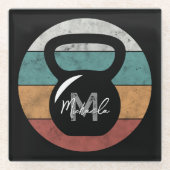 ヴィンテージケトルベルカスタムモノグラム名イニシャル ガラスコースター (正面)