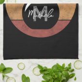 ヴィンテージケトルベルカスタムモノグラム名イニシャル キッチンタオル (折り畳み)