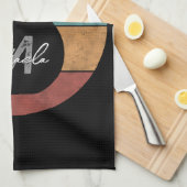 ヴィンテージケトルベルカスタムモノグラム名イニシャル キッチンタオル (四つ折り)