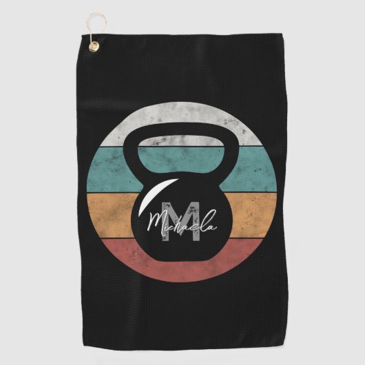 ヴィンテージケトルベルカスタムモノグラム名イニシャル ゴルフタオル (正面)