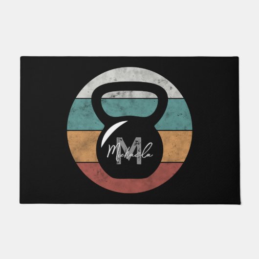 ヴィンテージケトルベルカスタムモノグラム名イニシャル ドアマット (正面)