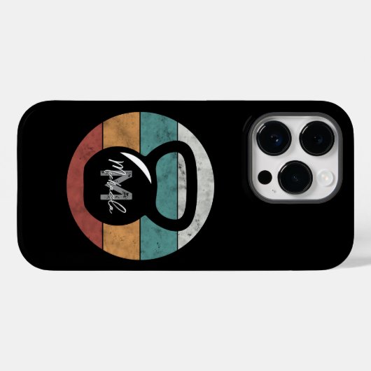 ヴィンテージケトルベルカスタムモノグラム名イニシャル Case-Mate iPhoneケース (裏面 (横))