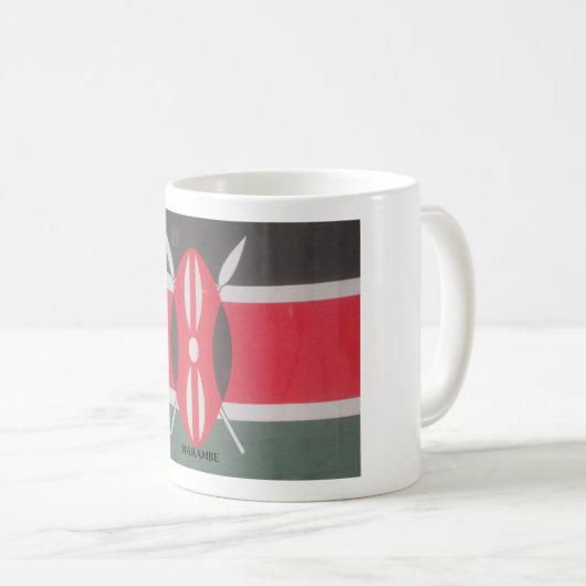 ヴィンテージケニア国旗のハラームデザイン コーヒーマグカップ (正面右)