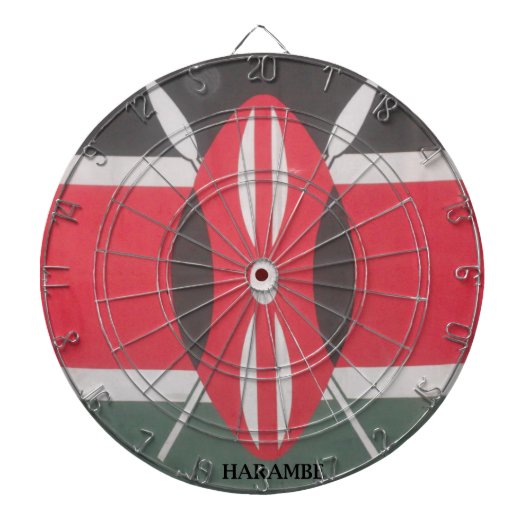 ヴィンテージケニア国旗のハラームデザイン ダーツボード (正面)