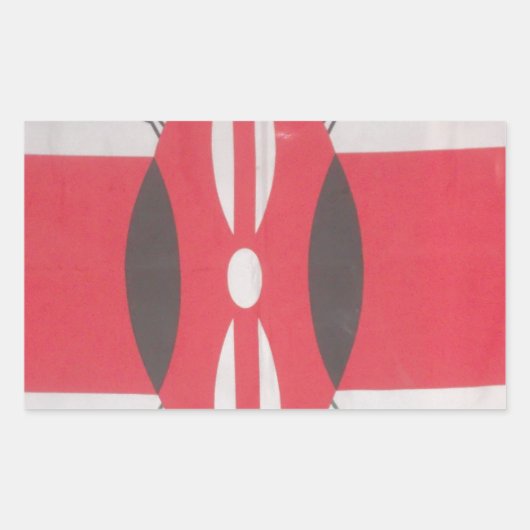 ヴィンテージケニア国旗のハラームデザイン 長方形シール (正面)