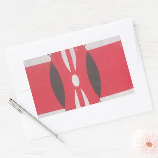 ヴィンテージケニア国旗のハラームデザイン 長方形シール (封筒)