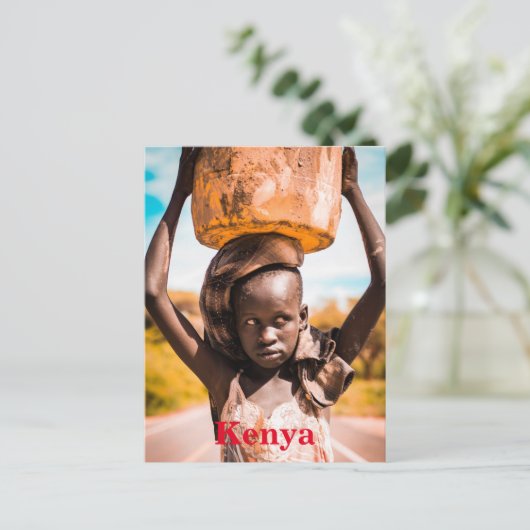 ヴィンテージケニア国旗の旅行観光はがき ポストカード (スタンド正面)