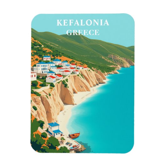 ヴィンテージケファロニアギリシャイオニア島旅行 マグネット (縦)