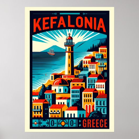 ヴィンテージケファロニアギリシャ旅行土産 ポスター (正面)