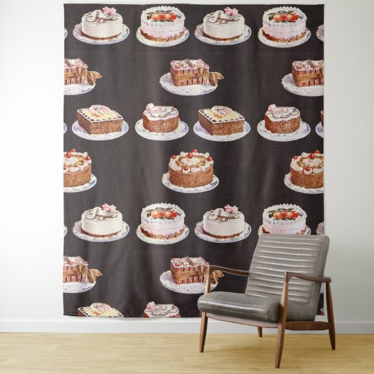 ヴィンテージケファンシーーキズベーカースイーツ料理誕生日 タペストリー (インサイチュ)