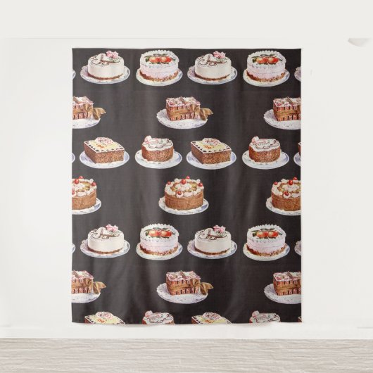ヴィンテージケファンシーーキズベーカースイーツ料理誕生日 タペストリー (正面)