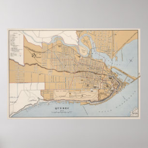 ヴィンテージケベック市の地図（1915年） ポスター