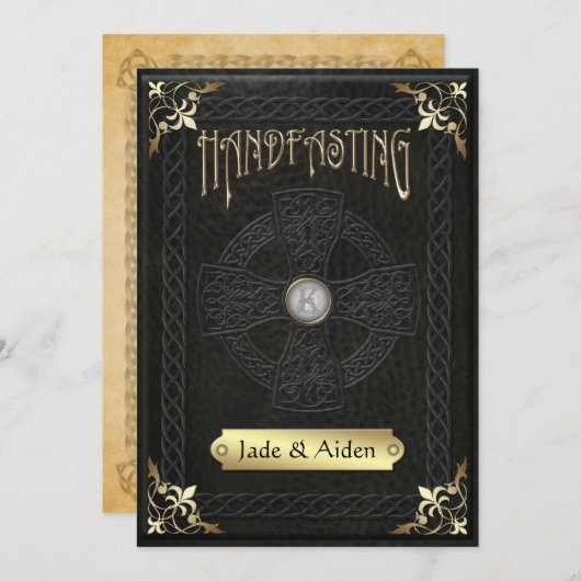 ヴィンテージケルト十字ハンドフェスト結婚の 招待状 (正面/裏面)