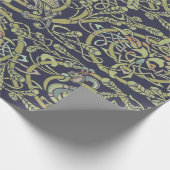 ヴィンテージケルト結び目模様孔雀の鳥のパターンフリーズ ラッピングペーパー (角)
