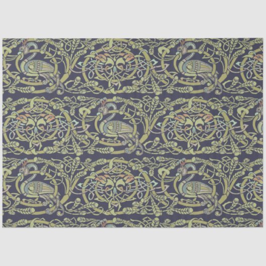 ヴィンテージケルト結び目模様孔雀の鳥のパターンフリーズ 薄葉紙 (正面)