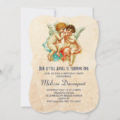 ヴィンテージケルビアンジェルスイラストレーションスウィート誕生日 招待状 (正面)