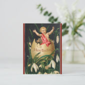 ヴィンテージケルブベビーインエッグハッピー新年 ポストカード (スタンド正面)