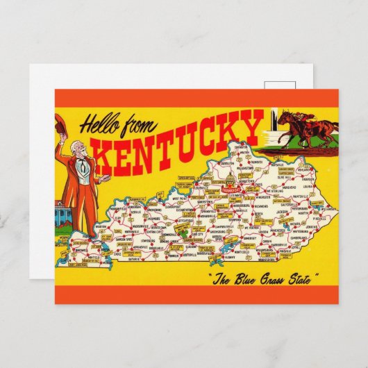ヴィンテージケンタッキー地図はがき ポストカード (正面/裏面)