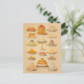 ヴィンテージケーキイラストレーション料理履歴 ポストカード (スタンド正面)