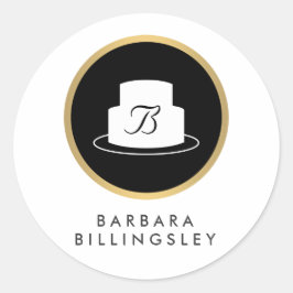 ヴィンテージケーキエンブレムロゴおよびネームベーカリーシール ラウンドシール