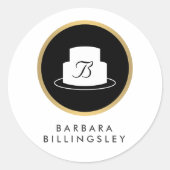 ヴィンテージケーキエンブレムロゴおよびネームベーカリーシール ラウンドシール (正面)