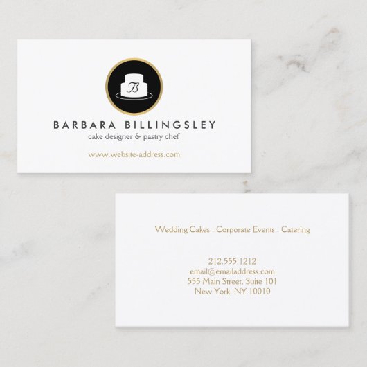 ヴィンテージケーキエンブレムロゴベーカリーII 名刺 (正面/裏面)
