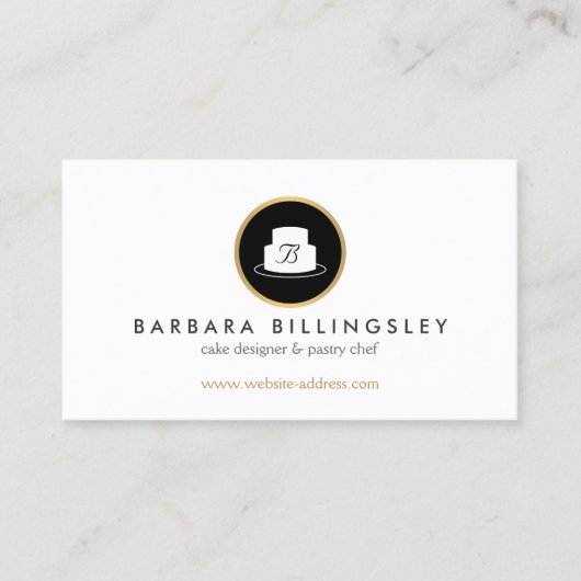 ヴィンテージケーキエンブレムロゴベーカリーII 名刺 (正面)