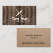 ヴィンテージケーキベーカリーウィスクロゴ素朴ウッド 名刺 (正面/裏面)