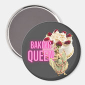 ヴィンテージケーキベーキングクイーン冷蔵庫 マグネット (正面/裏面)