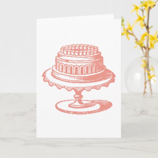 ヴィンテージケーキ,ドイツ語誕生日 カード (黄色い花)