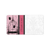 ヴィンテージケージピンクバード&ブラックダマスドット ラベル (正面)