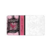 ヴィンテージケージピンクバード&ブラックダマスドット ラベル (正面)