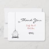 ヴィンテージケージ赤アクセント結婚の感謝 サンキューカード (正面)