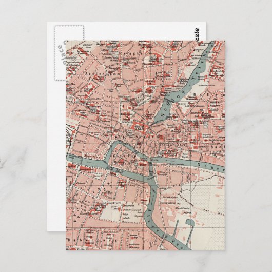 ヴィンテージケーニグスベルグドイツの地図(1905年) ポストカード (正面/裏面)