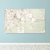 ヴィンテージケープコッドとロードアイランドの地図(1917) キャンバスプリント (インサイチュ (ウッドフロア))
