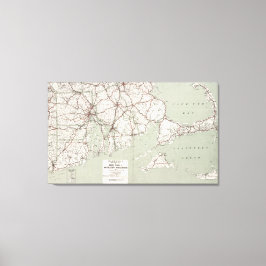 ヴィンテージケープコッドとロードアイランドの地図(1917) キャンバスプリント