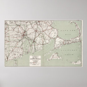 ヴィンテージケープコッドとロードアイランドの地図(1917) ポスター
