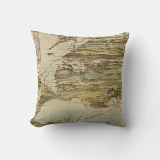 ヴィンテージケープコッドとNYCスチームボートルートマップ クッション (正面)