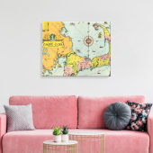 ヴィンテージケープコッドの地図 キャンバスプリント (インサイチュ (リビング))