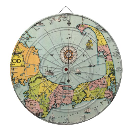 ヴィンテージケープコッドの地図 ダーツボード (正面)