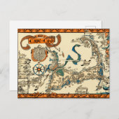 ヴィンテージケープコッドの地図 ポストカード (正面/裏面)