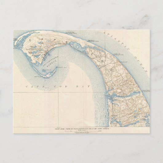 ヴィンテージケープコッドの地図 ポストカード (正面)
