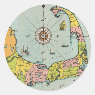 ヴィンテージケープコッドの地図 ラウンドシール